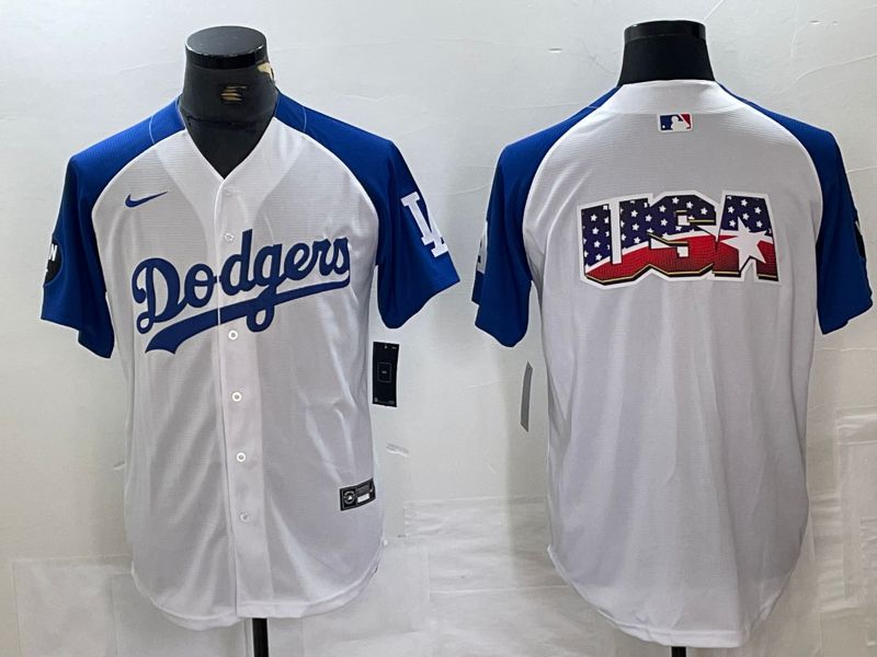 Men Los Angeles Dodgers Blank White Fashion Nike Game MLB Jersey style 7->->
